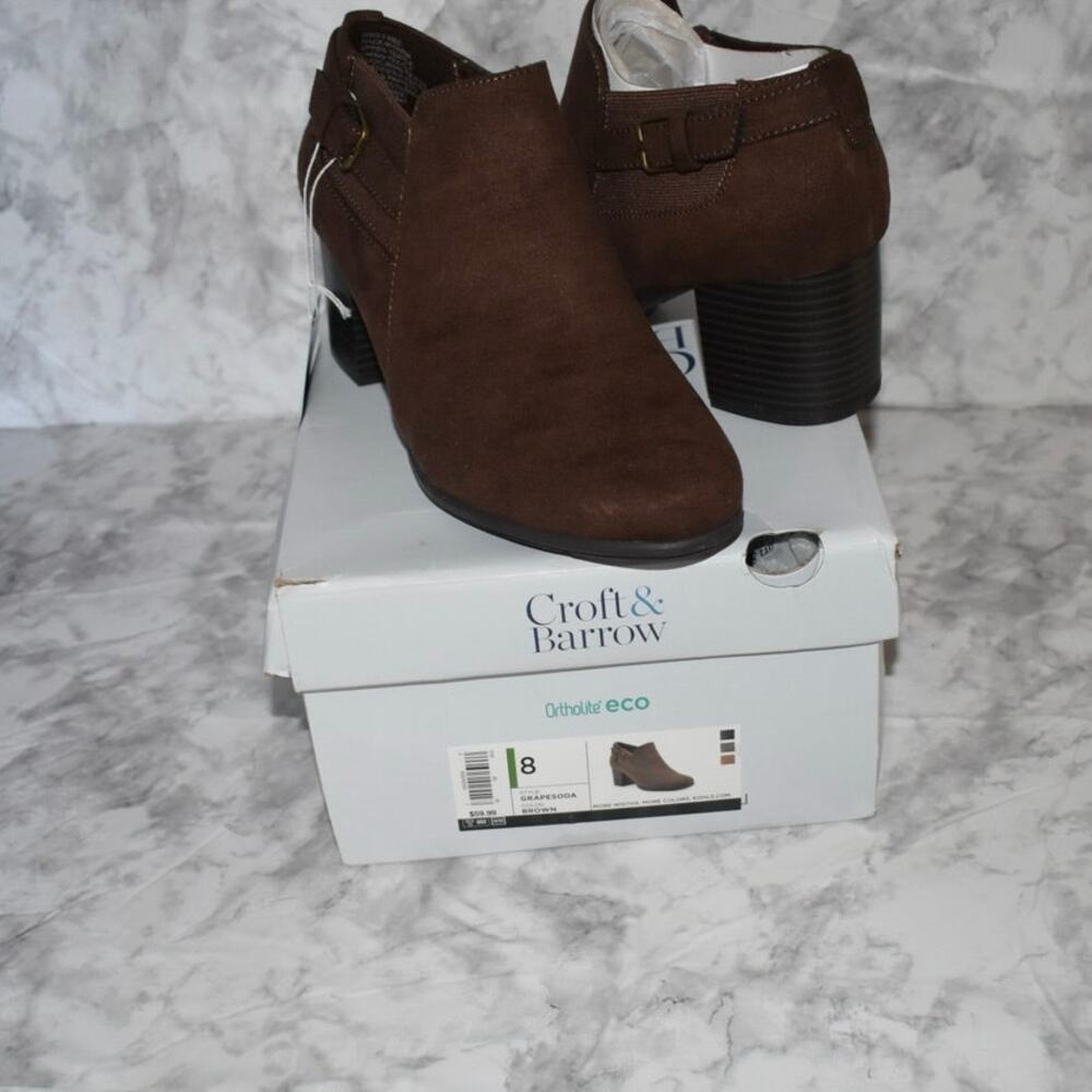 Croft & Barrow‎ Women’s Brown Ankle Booties Size 8 Ortholite Comfort Foam NWT